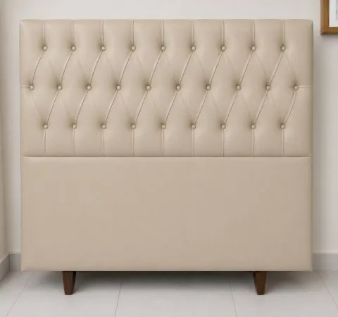 Cabeceira Casal Venus 140 Modelo 014 Courino Bege SR Movelaria