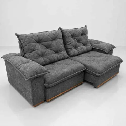 Estofado Retratil Reclinavel Teresopolis 250 2x100 + Braco 25cm Pillow 20cm Tec Luxo 573 Teixeira