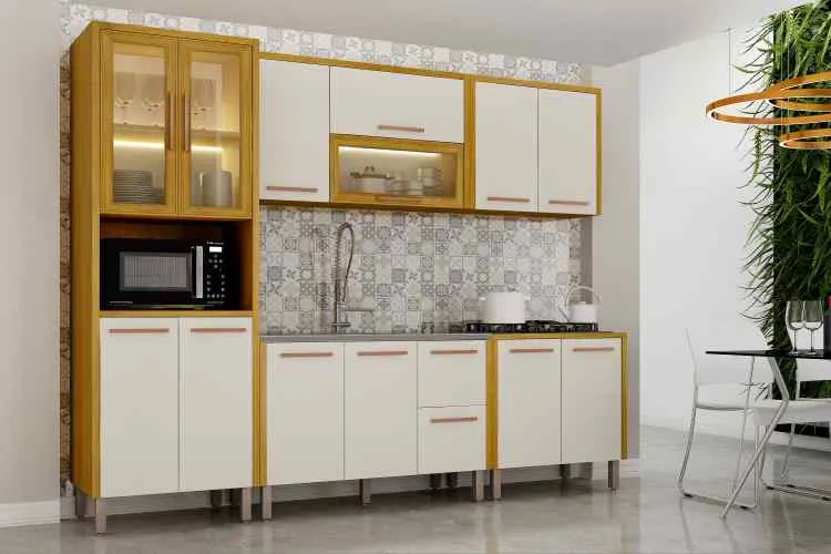 Cozinha Modular Donna 5 Pecas sem LED CHF Moveis — Cinamomo/Off White