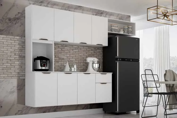Cozinha Suspensa Nara 8P1G2N CHF Moveis — Branco