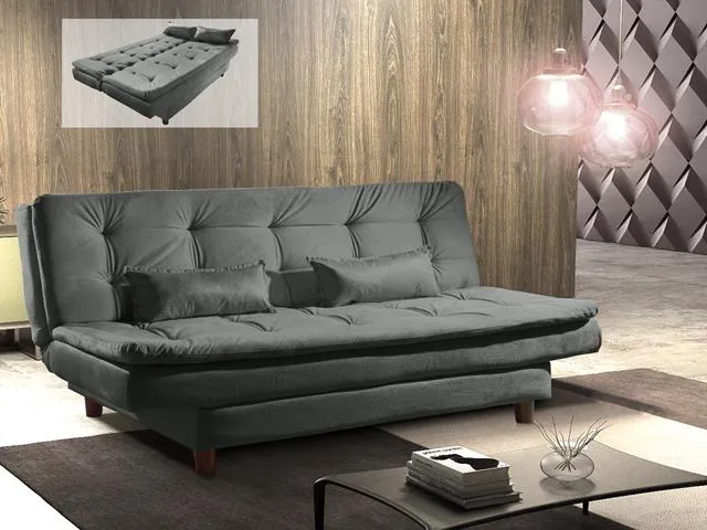 Sofa Cama Premium 3Lgs 2 Estagio 2263B Marrom Luxury — Cinza