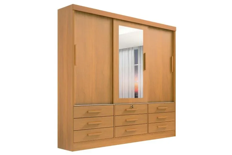Roupeiro Meridian Gold 3P9G com Espelho D Doro — Cinamomo