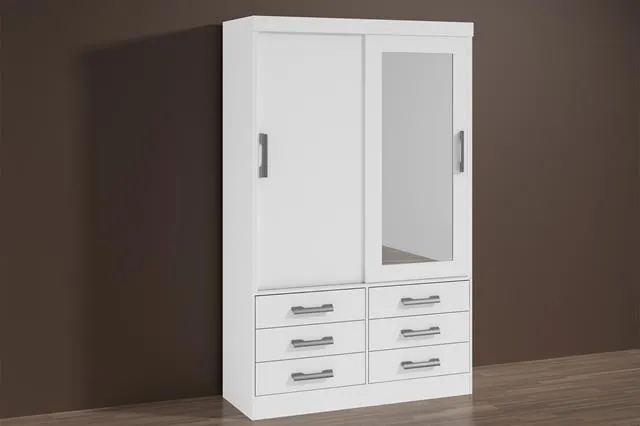 Roupeiro Meridian Plus 2P6G com Espelho D Doro — Branco