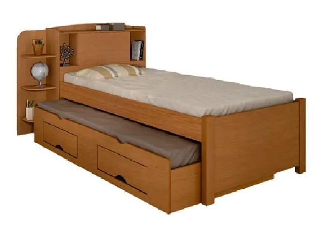 Box Cama Auxiliar Milenio ou Primicia com 2G Castanho D Doro — Cama Solteiro Cinamomo