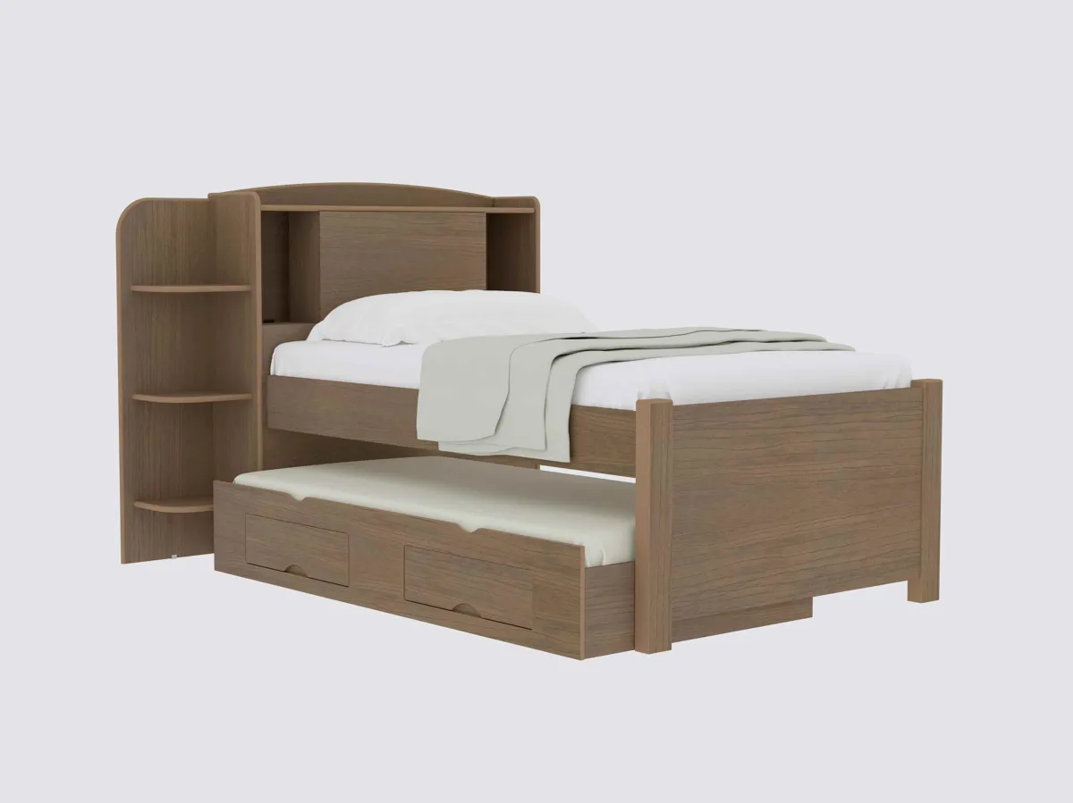 Box Cama Auxiliar Milenio ou Primicia com 2G Castanho D Doro — Cama Solteiro Milênio - Castanho