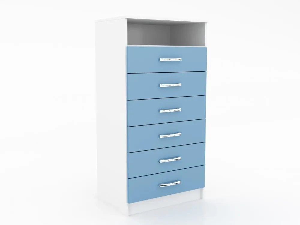 Comoda Itaperuna.Buzios 6G AS Moveis — Branco com Azul