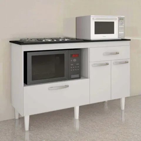 Balcao Palace para Cooktop 5 Bocas Branco Kaiki