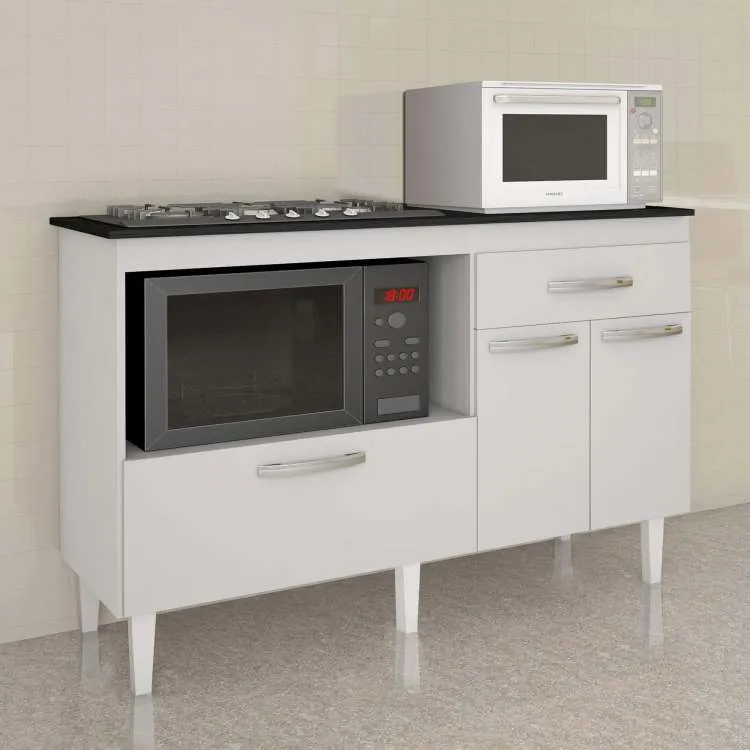 Balcao Palace para Cooktop 5 Bocas Branco Kaiki — Balcao 5 Bocas Branco