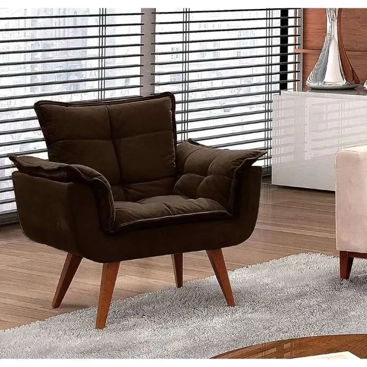 Poltrona Jamile Shalom — Veludo Suede - Marrom