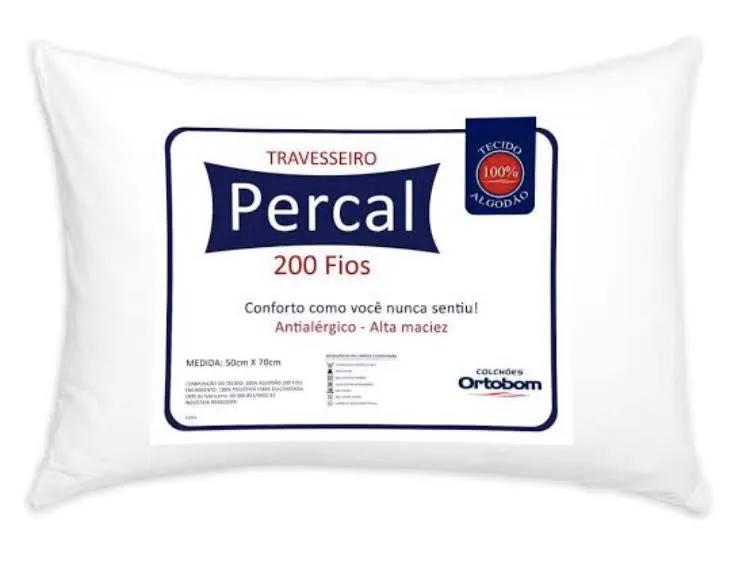 200 Fios 25x50x70 Ortobom — Travesseiro Percal