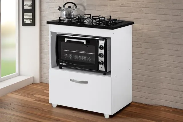 Balcao Salvia para CookTop 4 Bocas Kaiki — Branco