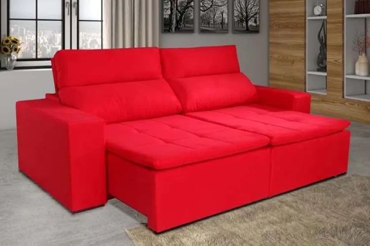 Sofa Retratil Reclinavel Italia 2xMod 0,90m Vicam — Vermelho 6002
