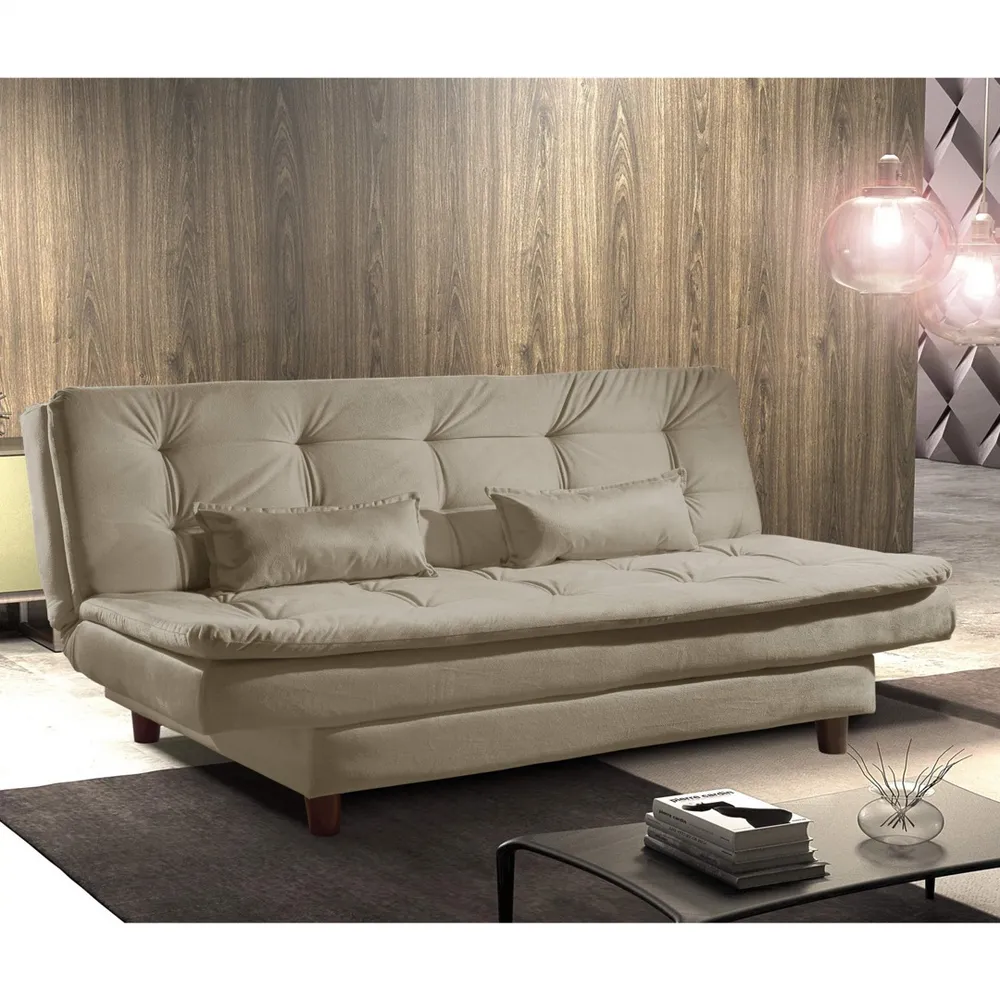 Sofa Cama Premium 3Lgs 2 Estagio 2263B Marrom Luxury — Bege