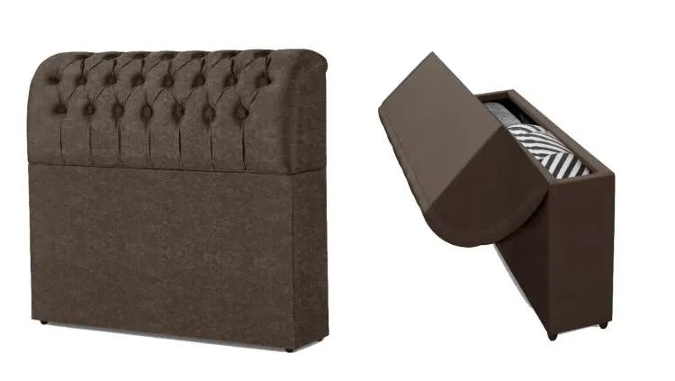 Cabeceira King Comodino Premium Bonan — Marrom Suede Amassado