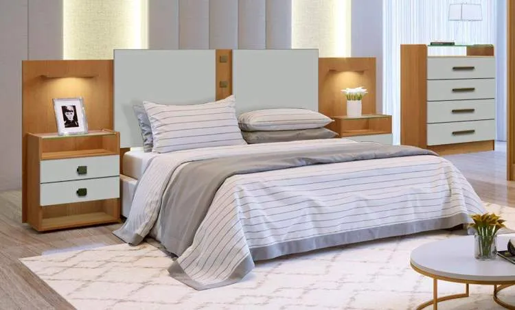 Cabeceira Box Casal.Queen Rubi 140.160 D Doro — Cinamomo/Off White