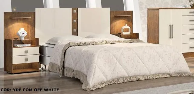 Cabeceira Box Casal.Queen Rubi 140.160 D Doro — Ipê/Off White