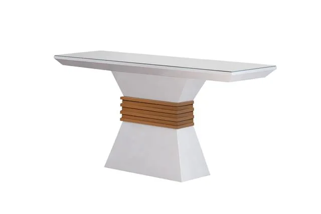 Aparador Agata Vidro Base Cafe Detalhe Off White Rufato — Off/Imbuia/Off