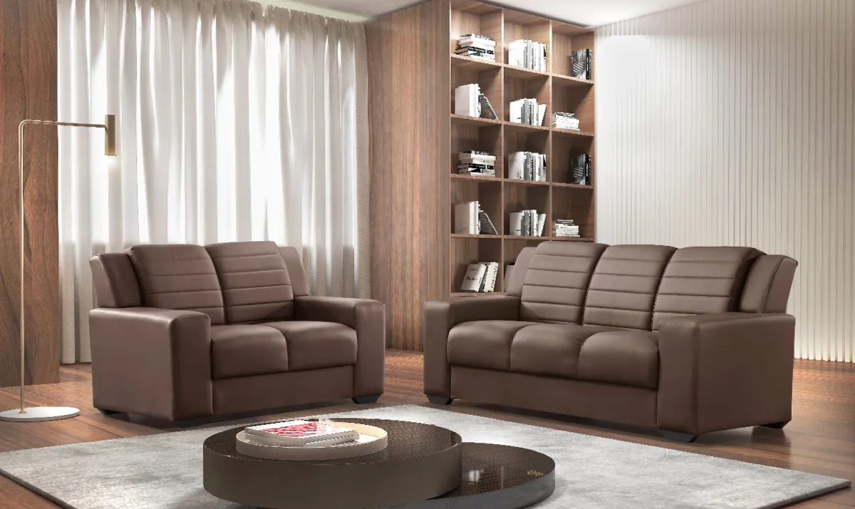 Conj Estofado 270 2x3Lg Courvin Areia Rondomoveis — Veludo Suede Marrom -Jurere