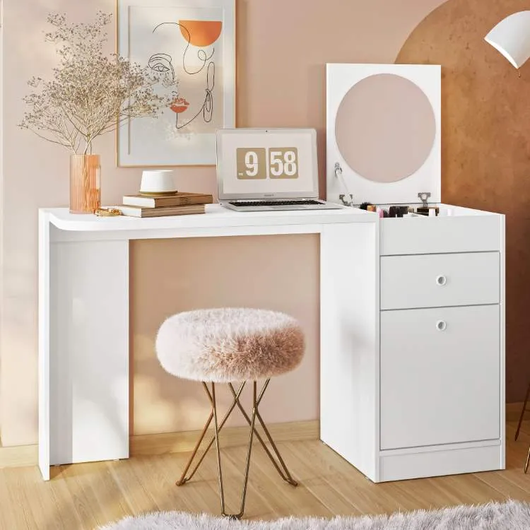 Camarim Desejo 1G1P e Porta Joias ou Maquiagem Albatroz Moveis — Branco