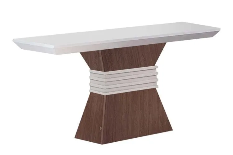 Aparador Agata Vidro Base Cafe Detalhe Off White Rufato — Café/Off White/Café