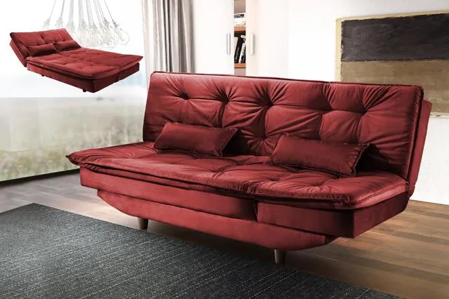 Sofa Cama Gold 3Lgs 3 Estagios Veludo Suede Azul 2308B Luxury — Veludo Suede Vinho - 2226B