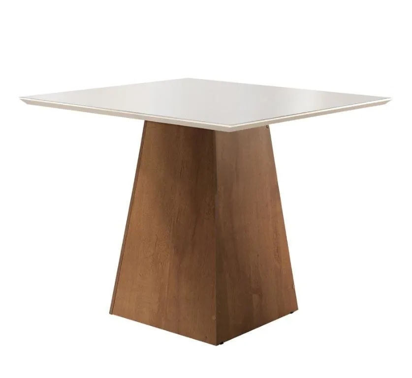 Mesa Sevilha 170 Tmp MDF.Vdr Ipe.Off White CEL — Mesa 90 Chocolate/Vidro Off White