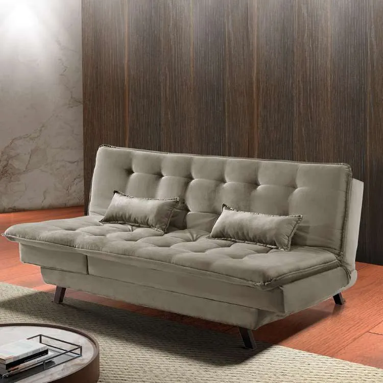 Sofa Cama Gold 3Lgs 3 Estagios Veludo Suede Azul 2308B Luxury — Veludo Suede Bege - 2269A