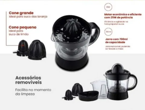 Espremedor de Frutas AEDF011 01 700ml 25W 127v Preto Agratto