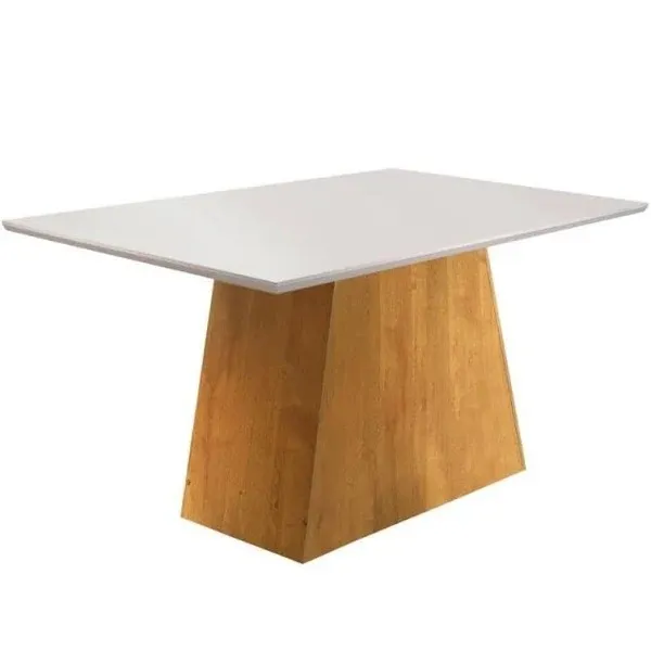 Mesa Sevilha 170 Tmp MDF.Vdr Ipe.Off White CEL — Mesa 170 Ipê/Vidro Off White