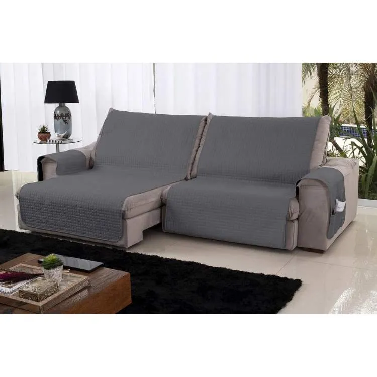 Capa Protetora Sofa Retratil Martelado 3Lgs Vera Lucia — Cinza