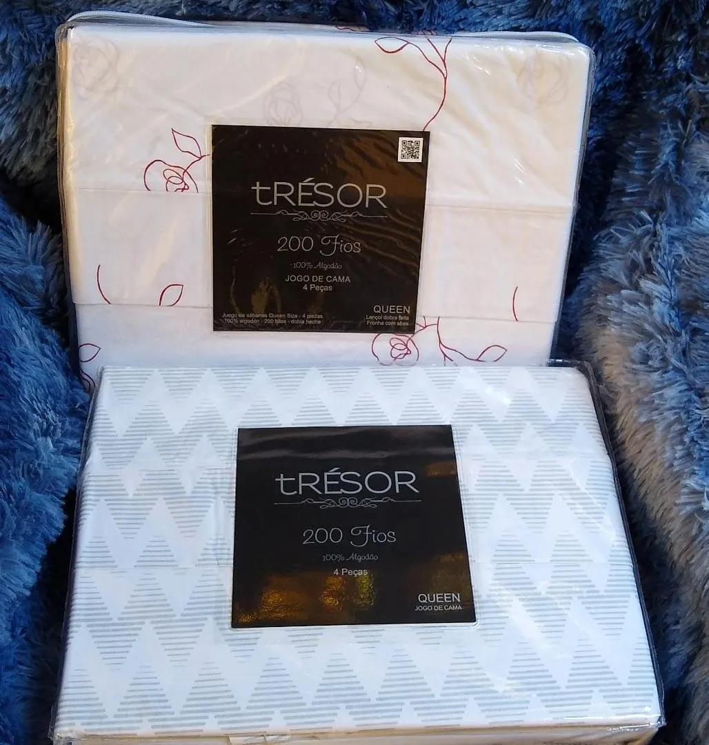 Jogo Cama Casal Tresor 300 Fios Sortidos Estamparia — Jg Cama Queen Tresor 300 Fios - Sortidos