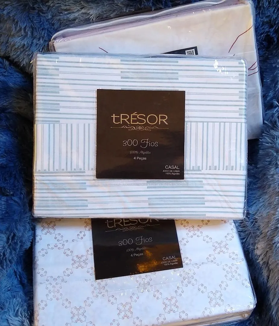 Jogo Cama Casal Tresor 300 Fios Sortidos Estamparia — Jg Cama Casal Tresor 300 Fios - Sortidos