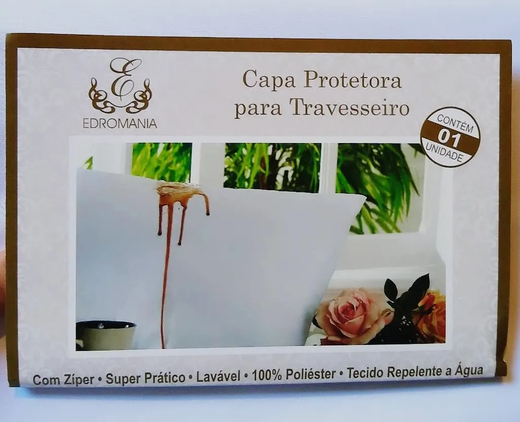 Capa Protetora Travesseir c Ziper Poliester Edromania — Branco