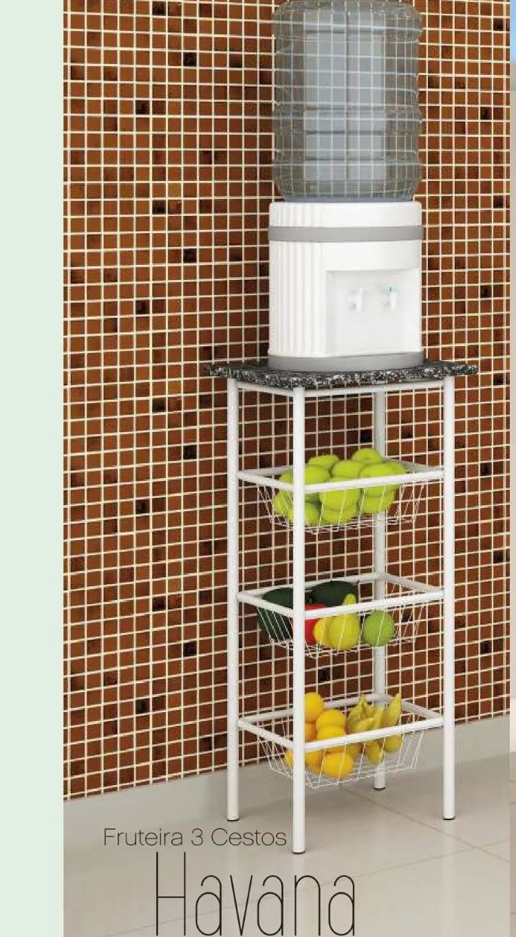 Fruteira Tubular Havana Tmp Ardosia Indicana Preto Branco Teixeira — Branco - Ardósia Indiana Preto