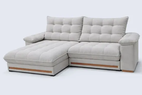 Estofado Retratil Reclinavel Barcelona 210 2x80 mais Braço 25cm Linho Gelo Idealle