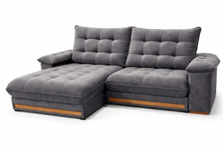 Estofado Retratil Reclinavel Barcelona 210 2x80 mais Braço 25cm Linho Gelo Idealle — Estofado Barcelona 210 - Veludo Grafite 10