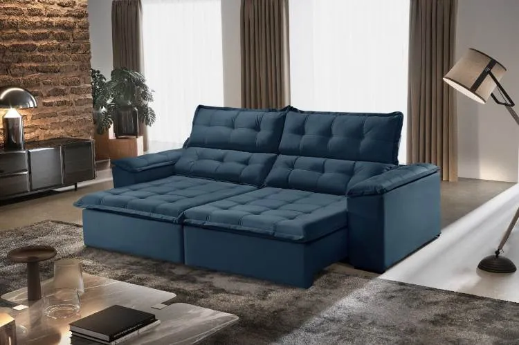 Estofado Retratil Tres Marias 250 Azul 325 Estof Teixeir — Três Marias 250 /Veludo Suede - Azul 325