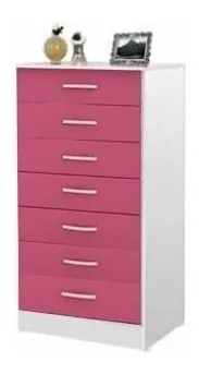 Comoda Resende.Macabu 7G AS Moveis — Branco/Rosa