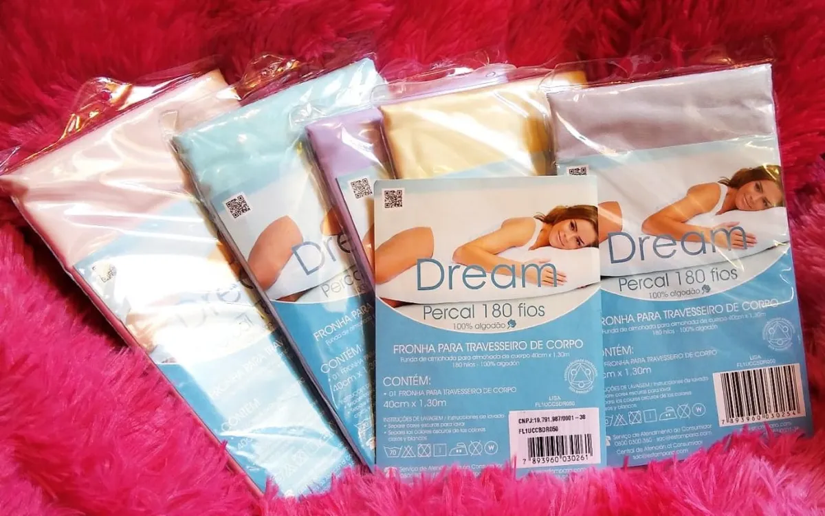 Fronha Dream Lisa Body Roll Percal 180 Fios Cores Estamparia — Cores Sortidas