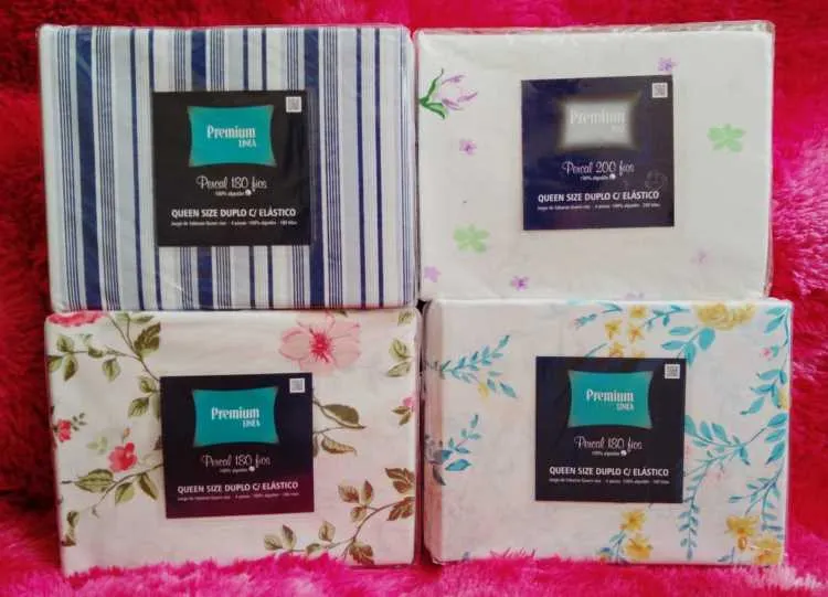 Jogo Cama Casal Percal 180F 4Pcs Premium Linea Estamparia — Jg King Estampas Diversas
