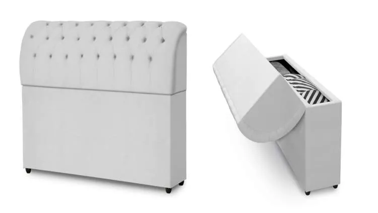 Cabeceira King Comodino Premium Bonan — Corino Branco 606