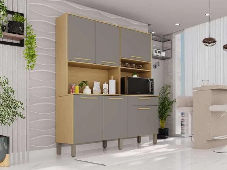 Kit Cozinha Siena Premium 6P1G /Cinamomo Salleto — Jequitibá/Granizo