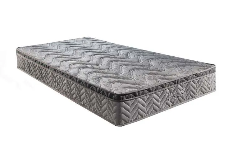Base Solteiro Sommier Esplendido 88x188x30 Suede Cinza Paropas — Colchão Solteiro/Cinza