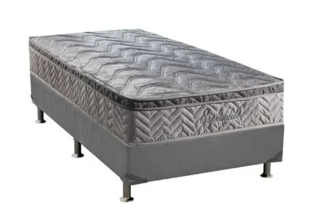 Base Solteiro Sommier Esplendido 88x188x30 Suede Cinza Paropas
