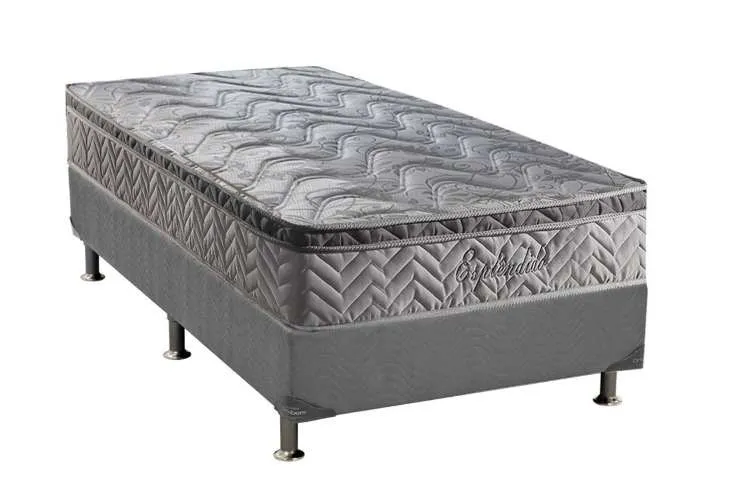 Base Solteiro Sommier Esplendido 88x188x30 Suede Cinza Paropas — Base Solteiro/Cinza