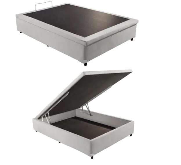 Base Bau Casal 138x188x40 Corino Bege SR Movelaria — Bau Casal - Corino Branco