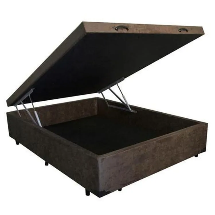 Base Bau Casal 138x188x40 Corino Bege SR Movelaria — Bau Casal - Suede Marrom