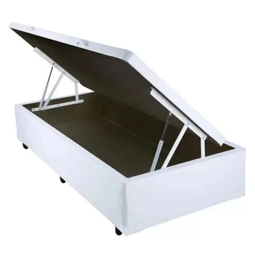 Base Bau Soleiro 88x188x40 Linhao Cafe SR Movelaria — Baú Solteiro - Corino Branco