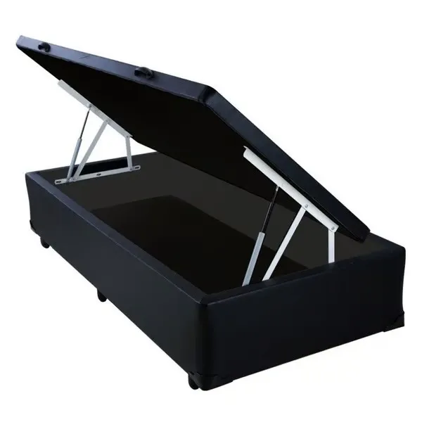 Base Bau Soleiro 88x188x40 Linhao Cafe SR Movelaria — Baú Solteiro - Corino Preto