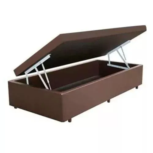 Base Bau Soleiro 88x188x40 Linhao Cafe SR Movelaria — Baú Solteiro - Corino Marrom
